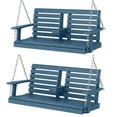 thumbnail image 1 of KINGYES Outdoor Hanging Patio Swing Set, 2 Seat Swing Chair with Cup Holders, Waterproof Bench for Courtyard & Garden, 660LBS Weight Capacity, Blue, 1 of 1
