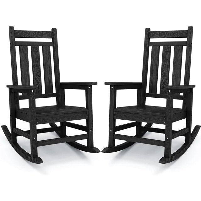 KINGYES Outdoor Patio Rocking Chair Set of 2, Weather Resistant