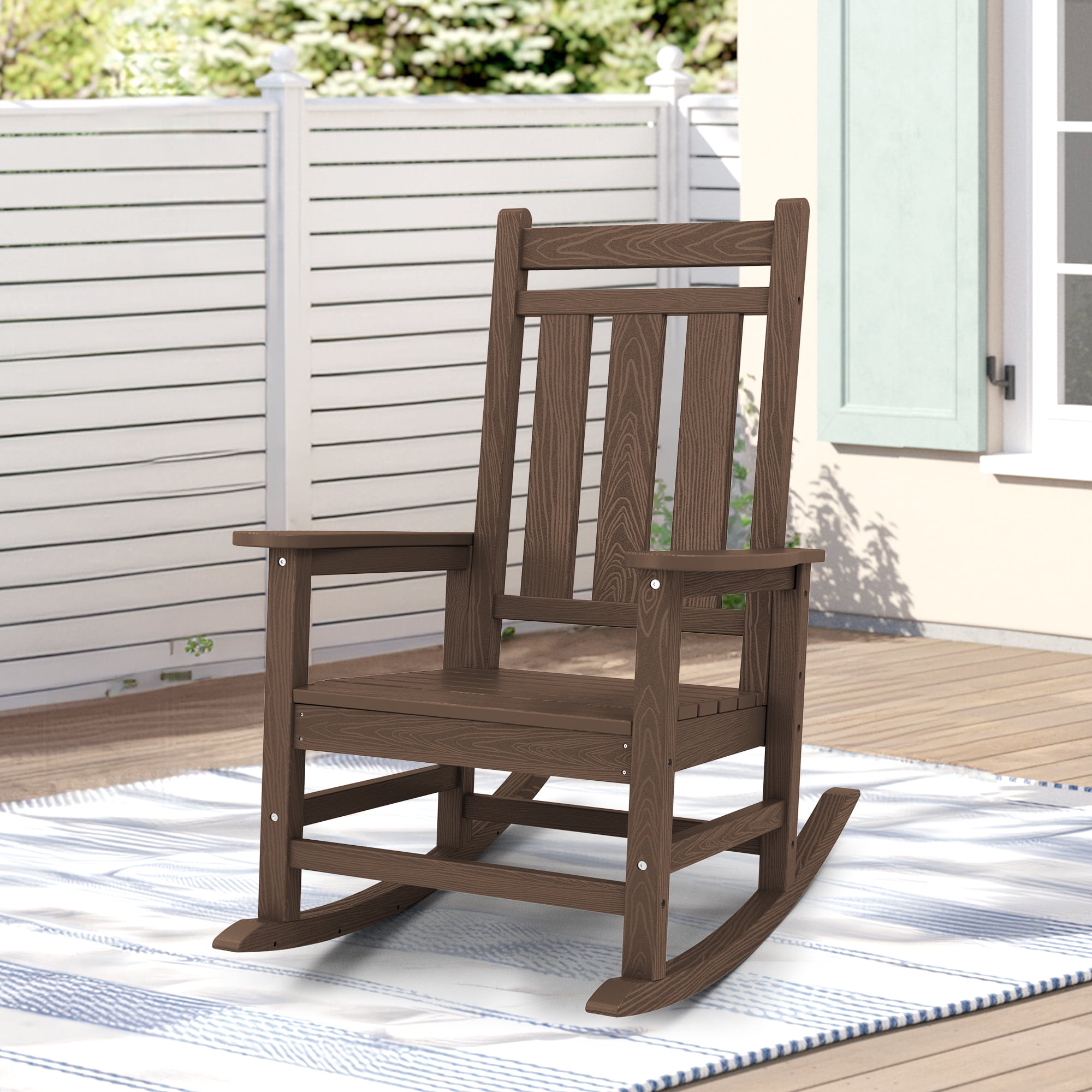 KINGYES Outdoor Rocking Chair HDPE All Weather Patio Rocker for Porch ...