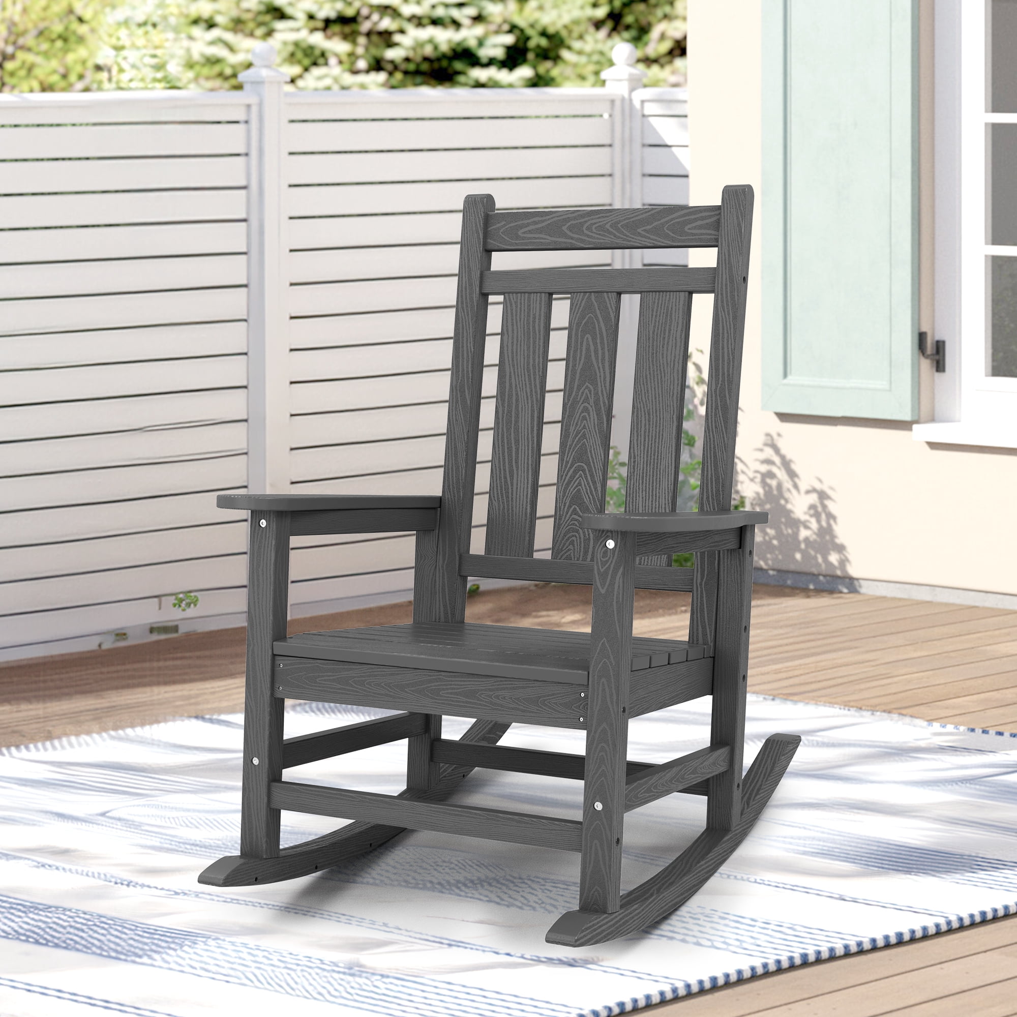 KINGYES Outdoor Rocking Chair HDPE All Weather Patio Rocker for Porch ...
