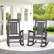 KINGYES Outdoor Rocking Chair Set of 2, High Density Polyethylene Patio Rocking Chairs, Grey
