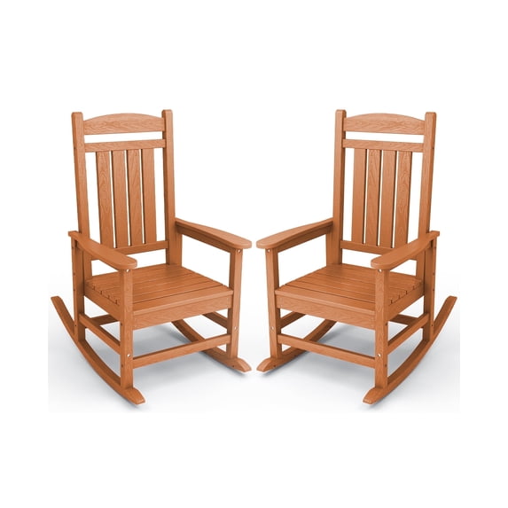 KINGYES Outdoor Rocking Chair Set of 2, High Density Polyethylene Patio ...