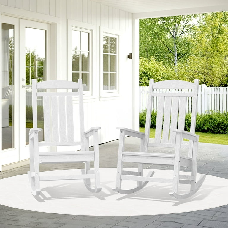 KINGYES Outdoor Rocking Chair Set of 2, HDPE Weather-Resistant