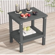 KINGYES 2-Tier Outdoor Side Table, HDPE All Weather Adirondack Small Patio Tables, For Garden Balcony Pool Indoor, Gray