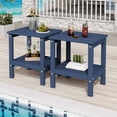 thumbnail image 1 of KINGYES 2-Tier Outdoor Side Table Set of 2, HDPE All Weather Adirondack Small Patio Tables, For Garden Balcony Pool Indoor, Navy, 1 of 11