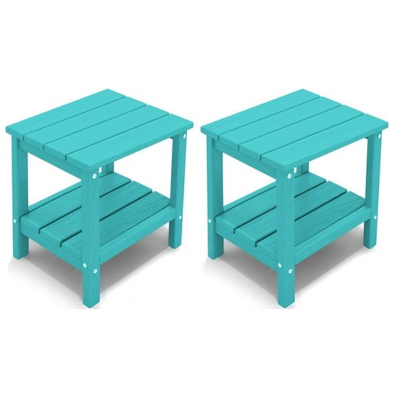 KINGYES Outdoor Side Table Set of 2, Double Layer Adirondack End Table- Aruba