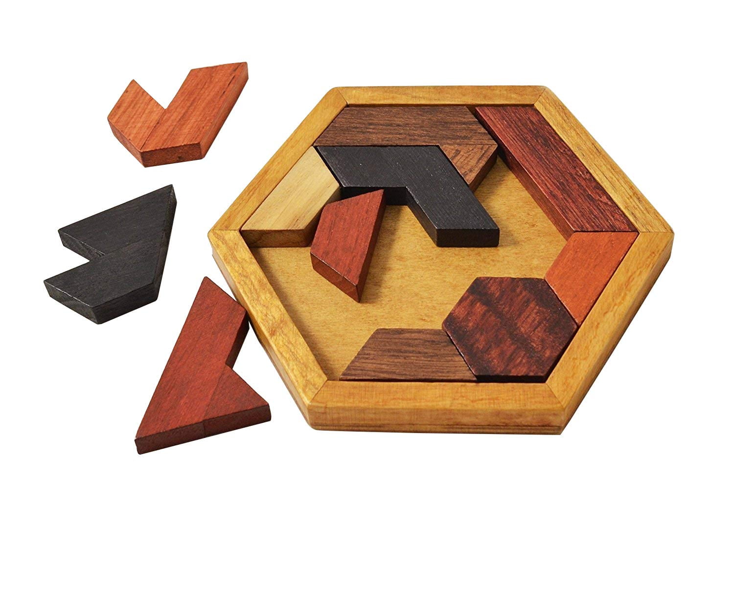 KINGZHUO Hexagon Tangram Puzzle AIF4 Wooden Puzzle for Children ...