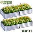 thumbnail image 1 of KINIMOX 2PCs Raised Garden Beds, 6x3x1ft Heavy Duty Thick Galvanized Metal Rectangle Planter Box for Vegetables, Flowers, Herbs, 1 of 8