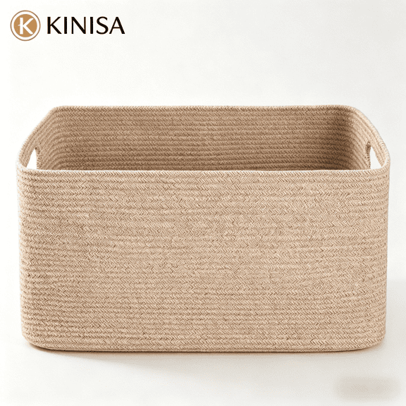 KINISA 60L Large Woven Cotton Rope Storage Basket