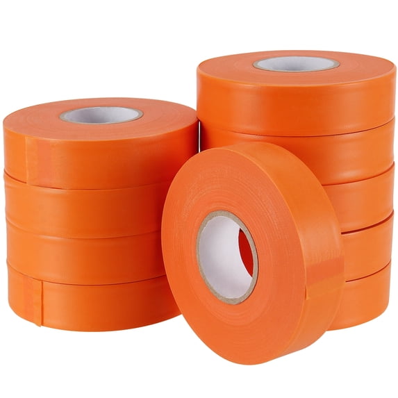 KINJOEK 10 Pcs 328 feet 1 inch Flagging Tape, Non-Adhesive Surveyor Marking Tape Marking Ribbon Roll, Orange