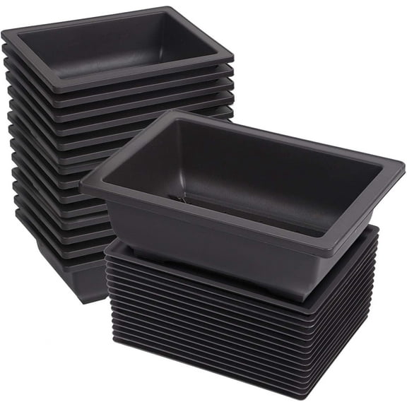 KINJOEK 15 PCS 9 x 6.5 x 3 Inch Plastic Bonsai Training Pots with Trays, Bonsai Planter, Rectangular Plant Pot Nursery Planter