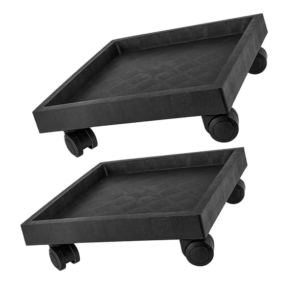 KINJOEK 2 Pack 11.8 Inch Square Plant Caddy with Wheels, Rolling Plant Stand, Heavy Duty Planter Saucer Tray for Indoor Outdoor