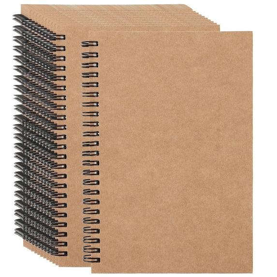 KINJOEK 20 Pack A5 Spiral Sketch Book, Kraft Cover Sketch Pad, Spiral Blank Notebook, 60 Sheets / 120 Pages