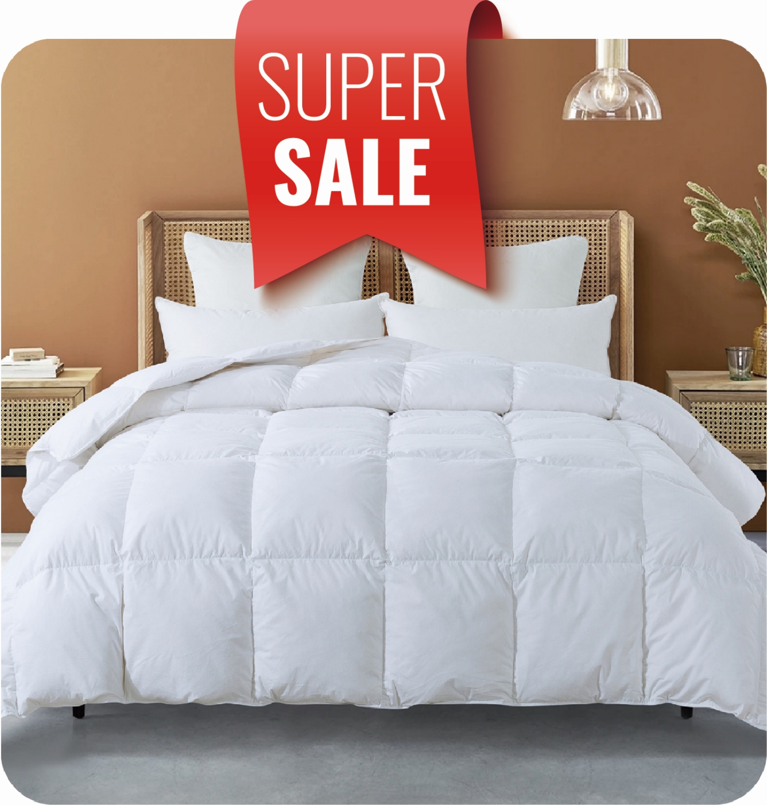 Creative Living Solutions White Goose Feather and Down Bed Comforter