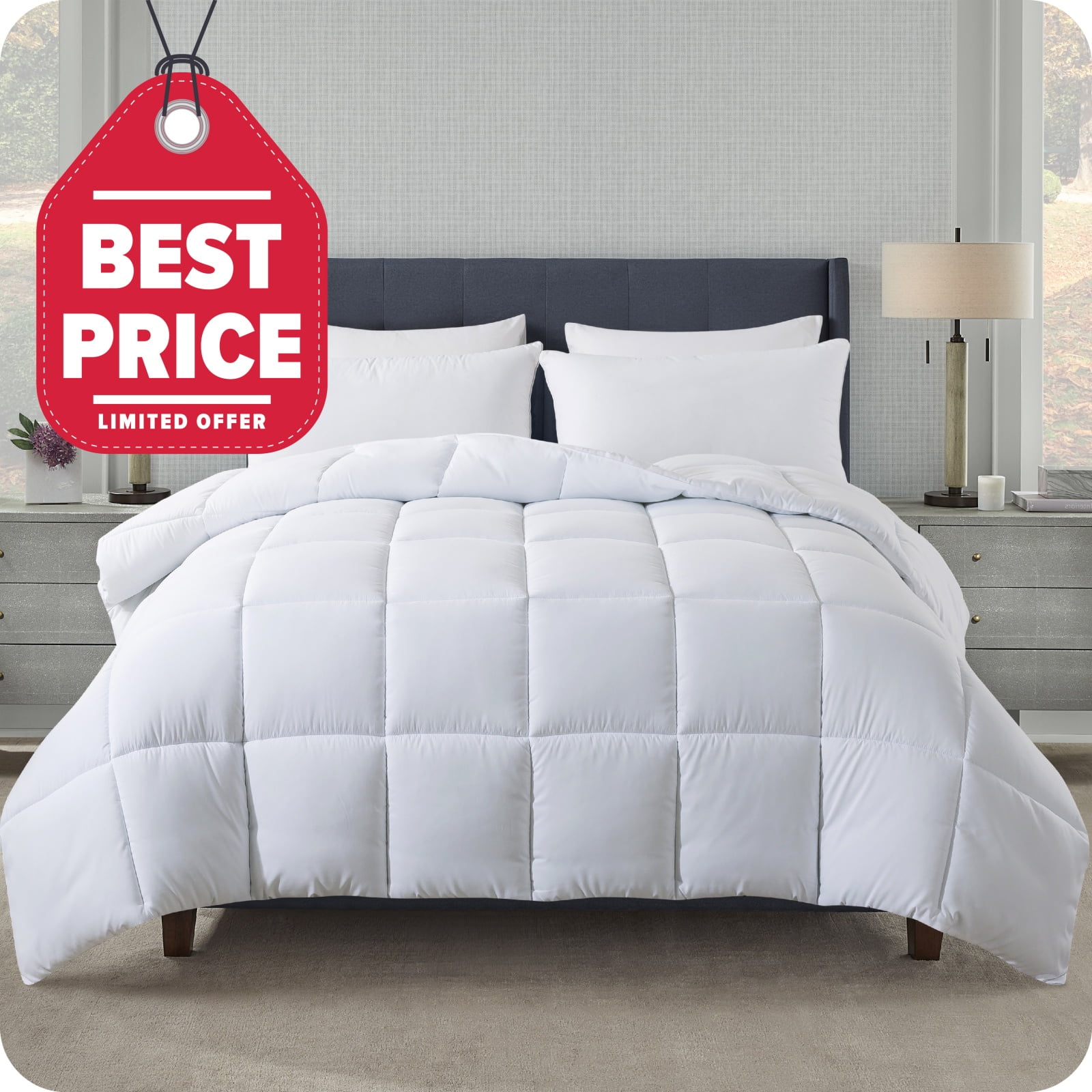KINMEROOM Queen Duvet Insert - Hotel Style Down Alternative White Comforter, Quilted All Season Duvet with Corner Tabs