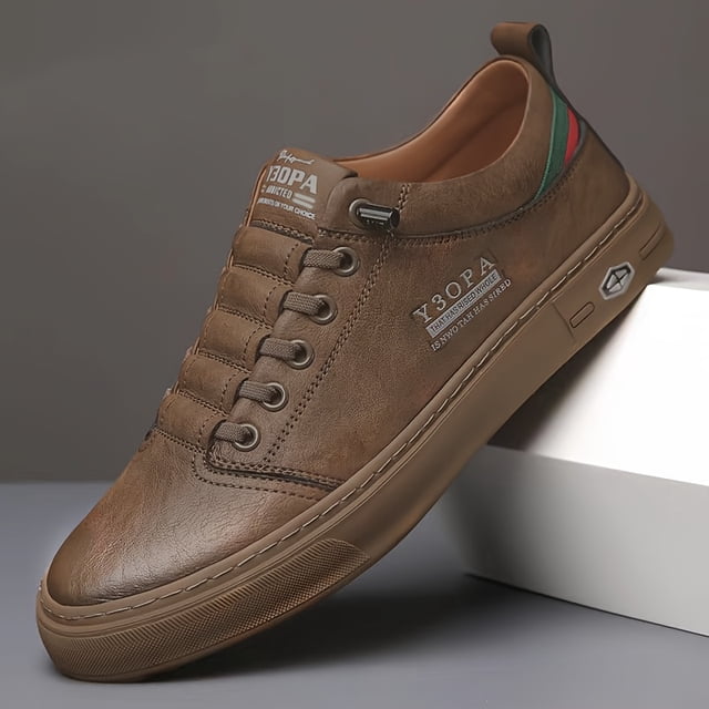 KINODAY Alphabet Print Trendy Skate Shoes With PU Leather Uppers Wear