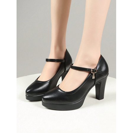 KINODAY Black Waterproof Platform Chunky Heel Soft Sole Comfortable Qipao Catwalk High-Heeled Shoes For Women