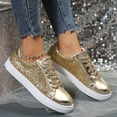 KINODAY Glitter Sequins Sneakers Fashion Lace Up Low Top Skate Shoes