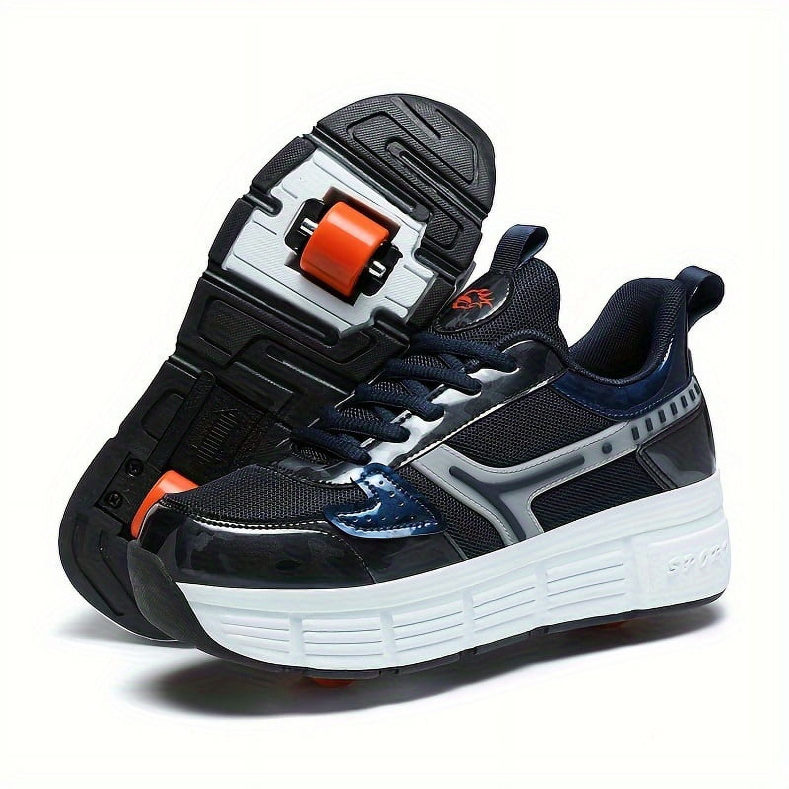 Kid‘s Fashion Roller Shoes  Lace Up Comfy Detachable Wheel Skate Sneakers For Boy‘s & Girl‘s Teen Outdoor