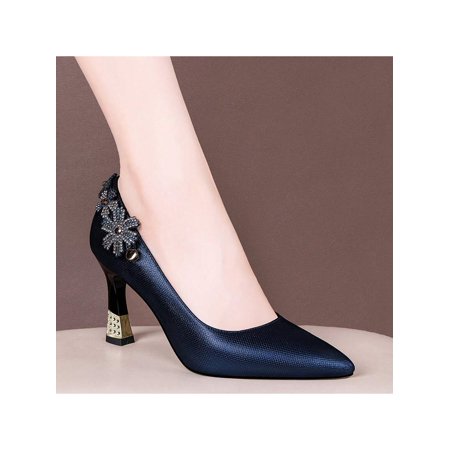 KINODAY Pointed Toe Chunky High Heel Single Shoes