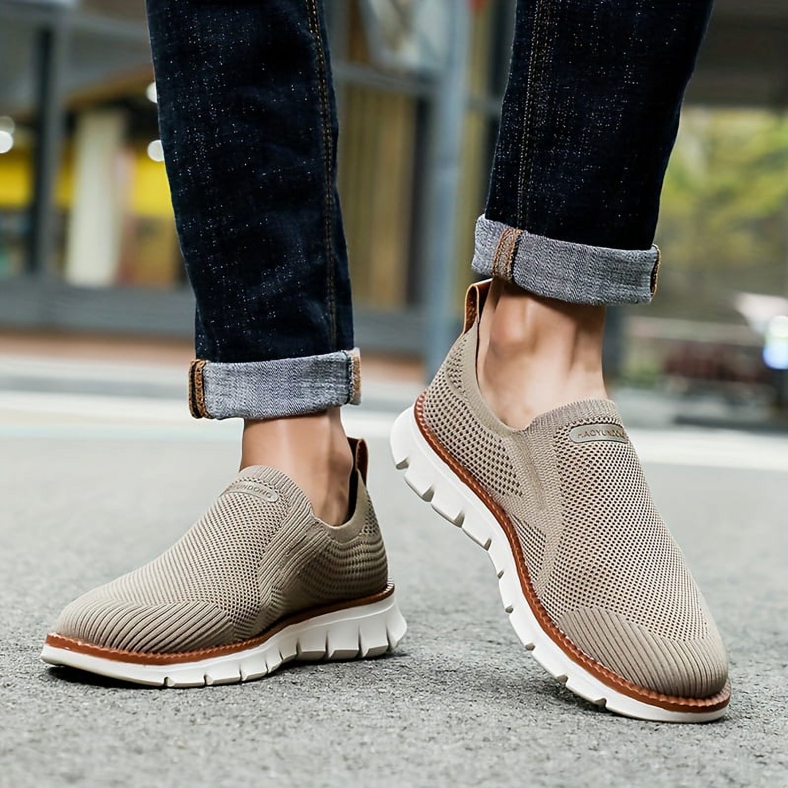 KINODAY SIZE Men s Trendy Knitted Breathable Walking Shoes Trendy Non KINODAY SIZE Men s Trendy Knitted Breathable Walking Shoes Trendy Non