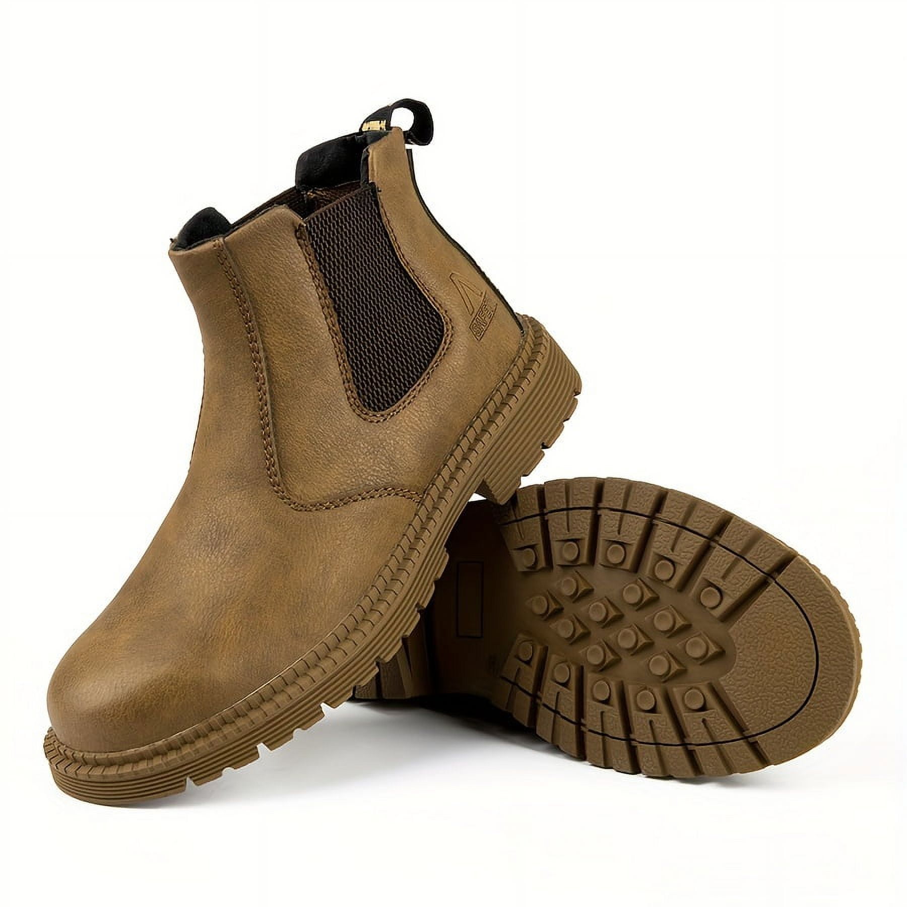 KINODAY Steel Toe Slip On Work Boots Wear resistant Non Slip Safety Sneakers