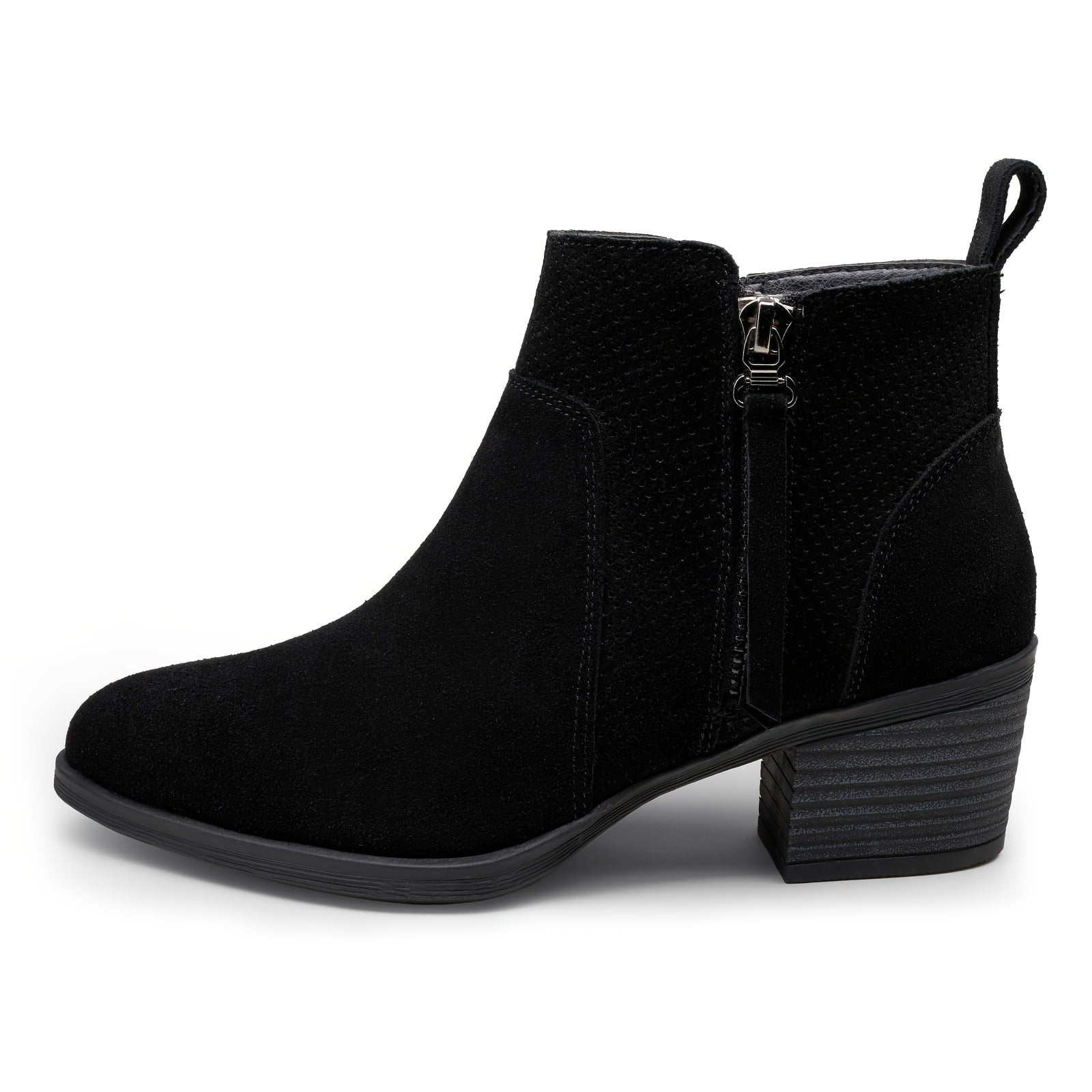 KINODAY Suede Leather Ankle Boots Casual Style Dual Zipper Boots