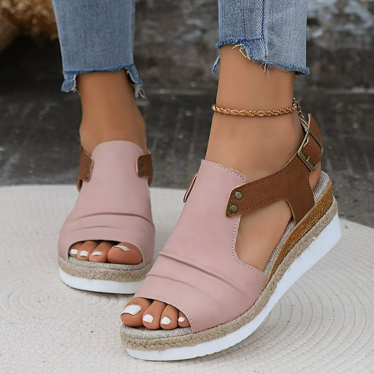 Mid heel wedge sandals top