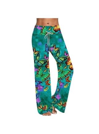  Women's Pajama Pants Cute Mushroom Leaves Green Women Pjs  Bottoms Wide Leg Lounge Palazzo Yoga Drawstring Pants XL : Clothing, Shoes  & Jewelry