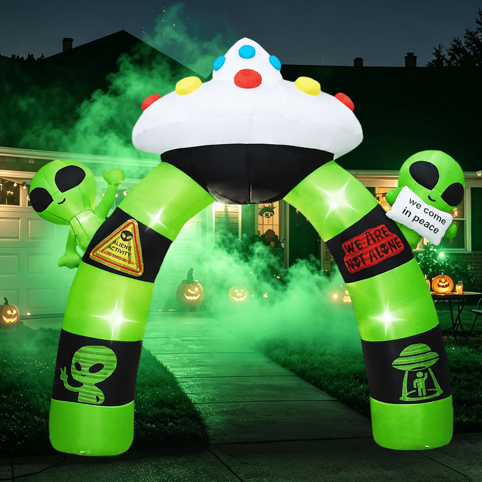 KINQUINN 10 FT Giant Halloween Inflatables Alien UFO Arch Outdoor ...
