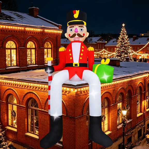 KINQUINN 10FT Nutcracker Christmas Inflatable Yard Decoration with LED Lights, Self-Inflating Blow Up Holiday Decor for Outdoor Lawn, Garden, Porch, Patio, Party and Indoor Xmas Display