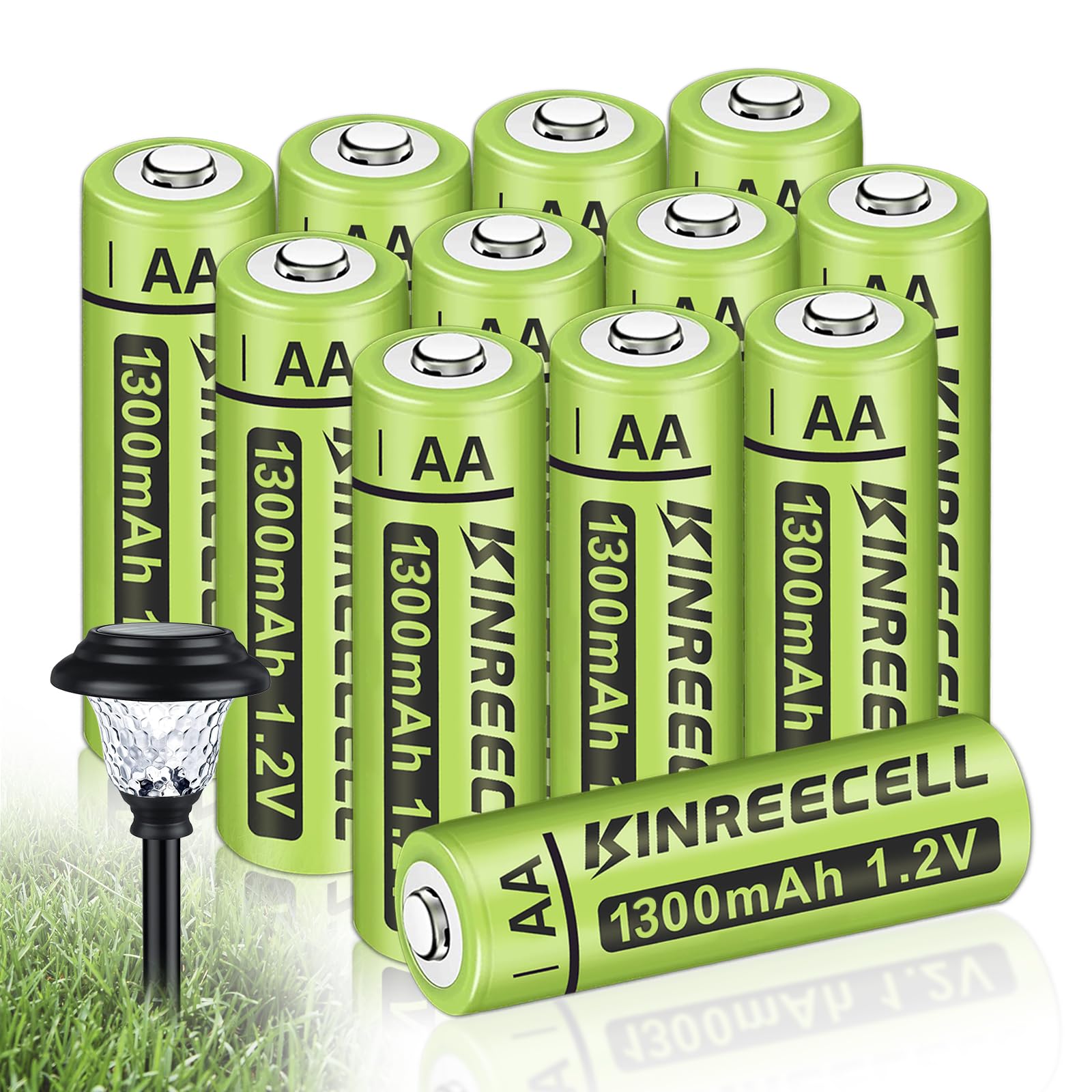 KINREECELL Rechargeable AA Batteries, NiMH Double A Solar Batteries