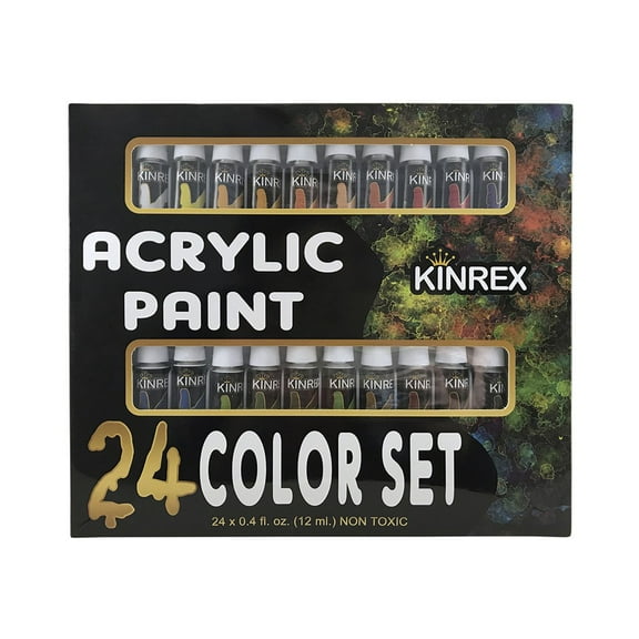 KINREX Acrylic Paint Set  Non Toxic Painting Supplies Kit for Wood, Kids , Adults , Students - 24 Colors