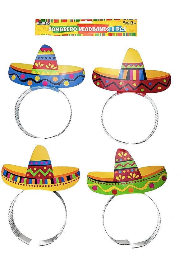 Cinco de Mayo Sombrero Headband - Mexican Fiesta Paper Party Hat - 8 Pieces