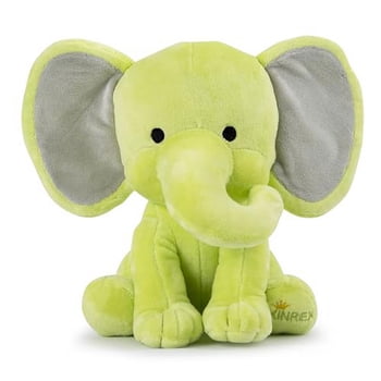 KINREX Elephant Stuffed Animal – Stuff Animal Plush Toy for Babies Girls Boys, Elephants Plushie Toys for Birth Stats, Baby Shower, Infants, Newborn Boy & Girl, Green, Measures 9 Inches