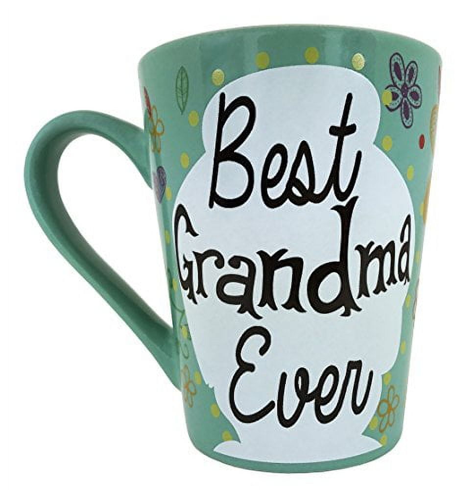 KINREX Mothers Day Coffee Mug Gifts - Best Grandma Ever Ceramic Tea Cup - Turquoise- 12 Oz. Thanksgiving Microwave and Dishwasher Safe