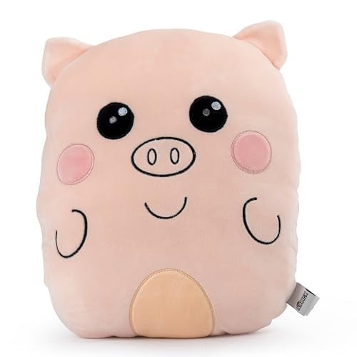 KINREX Pink Pig Plush Toy - Cute Stuffed Animal for Kids, Ideal as Baby Room Decor, Hugging Pillow Gift for Birthday, Valentine's Day, Easter, Christmas, Measures 12 Inches