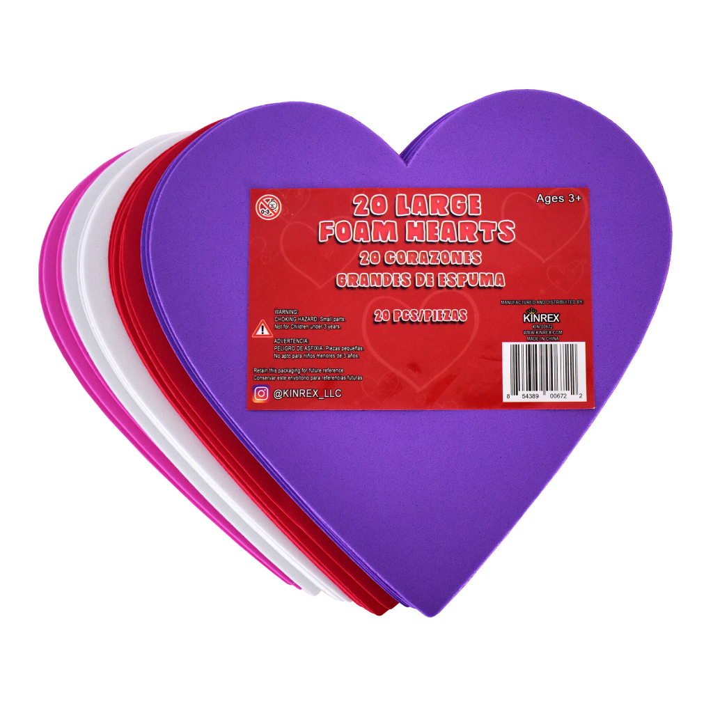 KINREX Valentine's Day Foam Hearts Multicolor Large Foam Heart Shapes