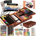 thumbnail image 1 of KINSPORY 168Pcs Drawing Painting Set, Deluxe Wooden Art Set Crafts Coloring Book, Sketch Pad, Gift for Artist Beginners Kids Girls Boys (Brown), 1 of 7