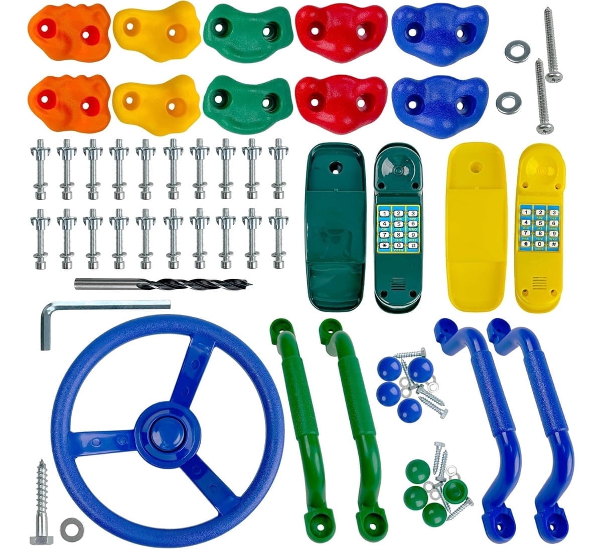 KINSPORY 17 Pack Rock Climbing Holds Set, Indoor Outdoor Playground Parts & Accessories for Children Wooden Playset - 10pc Climbing Holds