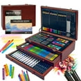 thumbnail image 1 of KINSPORY 175 Pack Artist Gift Box, Deluxe Wooden Case Art Set and Crafts Drawing Painting Kit Art Supplies for Adults Kids (Brown), 1 of 7