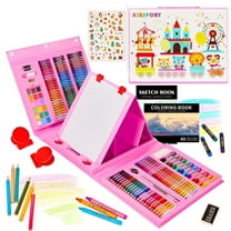 KINSPORY 290 Pack Drawing Set, Double-Side Trifold Art Easel, Gift for Beginners Artists Kids(Pink)