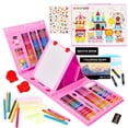 thumbnail image 1 of KINSPORY 290 Pack Drawing Coloring Art Set with Double-Side Trifold Art Easel, Creative Supplies Gift for Artists Beginners Kids Boys Girls (Pink), 1 of 7