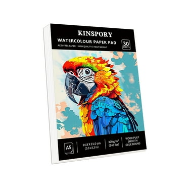 KINSPORY Watercolor Paper Pad, 1 pack, A5 30 Sheets, 5.8" x 8.3", 140lb/300gsm Painting Drawing Sketchbook, Art Supplies for Artists Adults Kids