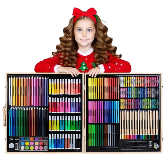 KINSPORY 260 Pack Drawing Painting Colouring Art Set, Deluxe Wooden Art Supplies Crafts, Gift for Artist Beginners Kids Girls Boys