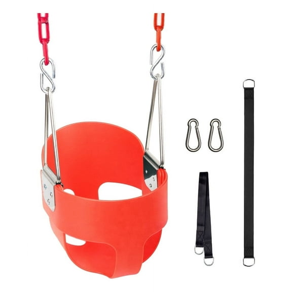 KINSPORY Toddler Swing Set, 59" Heavy-Duty Coated Iron Chains Baby Swing, High Back Full Bucket Infant Seat with Tree Straps, Backyard Outdoor Indoor