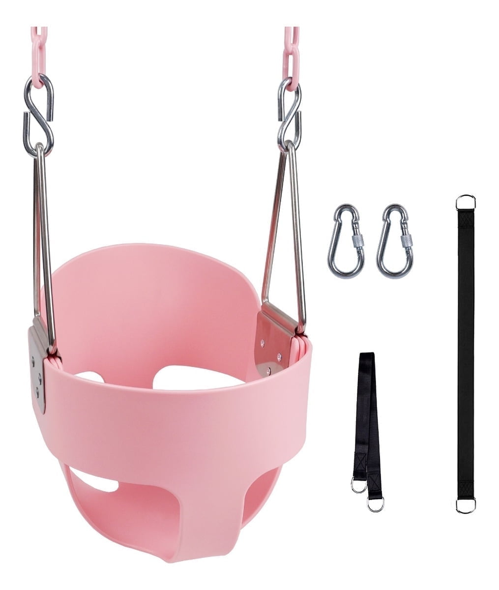 KINSPORY Toddler Swing Set, 59" Heavy-Duty Coated Iron Chains Baby Swing, High Back Full Bucket Infant Seat with Tree Straps, Backyard Outdoor Indoor