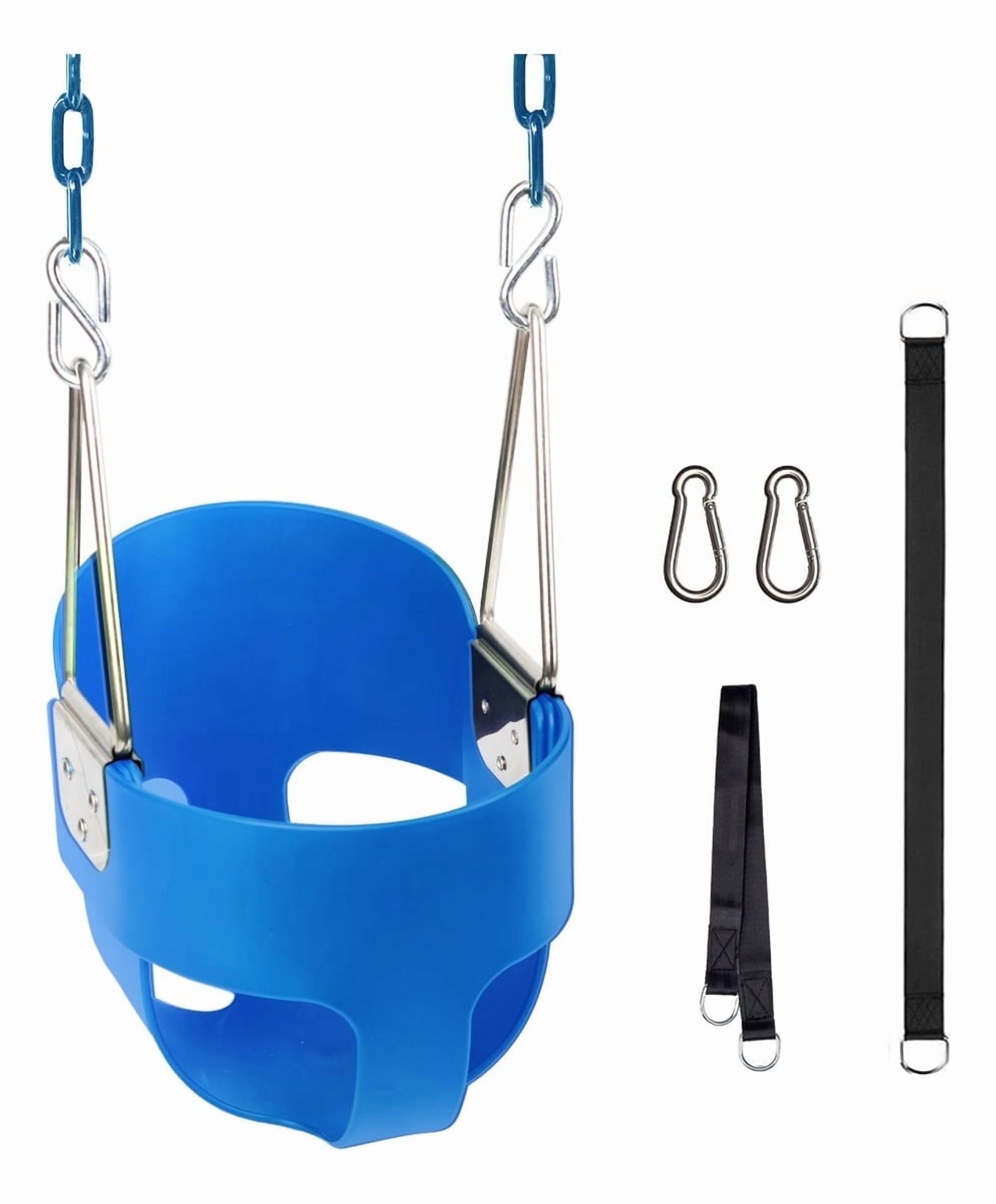 KINSPORY Toddler Swing Set, 59" Heavy-Duty Coated Iron Chains Baby Swing, High Back Full Bucket Infant Seat with Tree Straps, Backyard Outdoor Indoor
