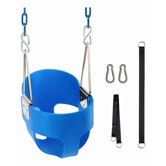 KINSPORY Toddler Swing Set, 59" Heavy-Duty Coated Iron Chains Baby Swing, High Back Full Bucket Infant Seat with Tree Straps, Backyard Outdoor Indoor