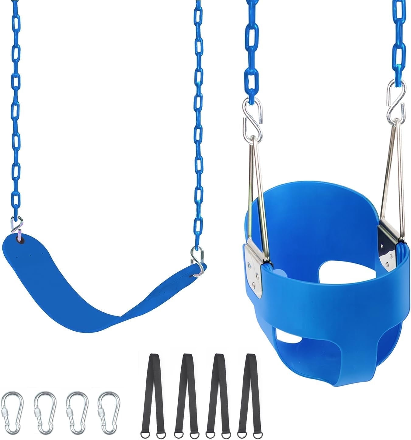 KINSPORY Toddler & Child Swing Seat, Heavy-Duty High Back Fully Assembled, Iron Chain Eva Swing for Indoor/Outdoor, Hanging Tree Straps（Blue）